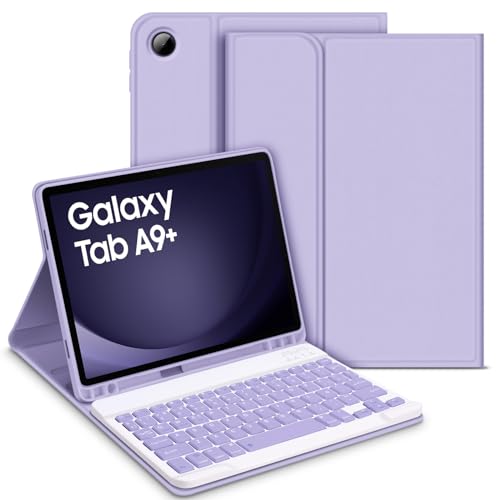 GOOJODOQ Beleuchtete Tastatur Hülle Kompatibel mit Samsung Galaxy Tab A9+ 2023- Spanisch, Lila von GOOJODOQ