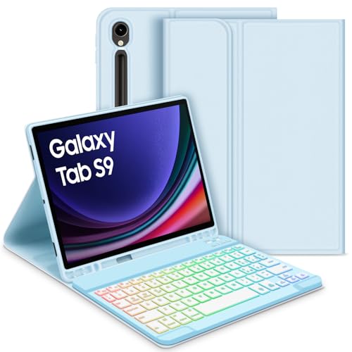 GOOJODOQ Beleuchtete Tastatur Hülle Kompatibel mit Samsung Galaxy tab S9 2023- Italienisch, Blau von GOOJODOQ