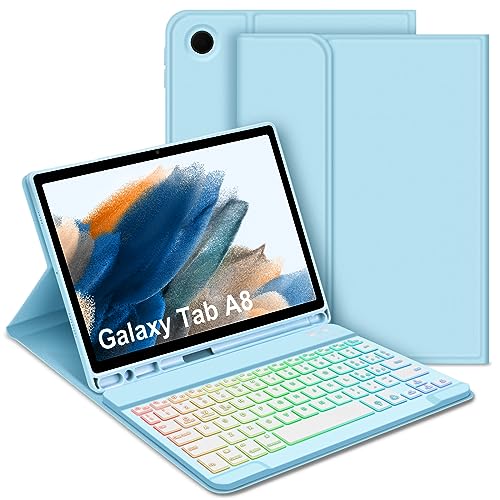 GOOJODOQ Beleuchtete Tastatur Hülle Kompatibel mit Samsung Galaxy tab a8 - Italienisch, Blau von GOOJODOQ