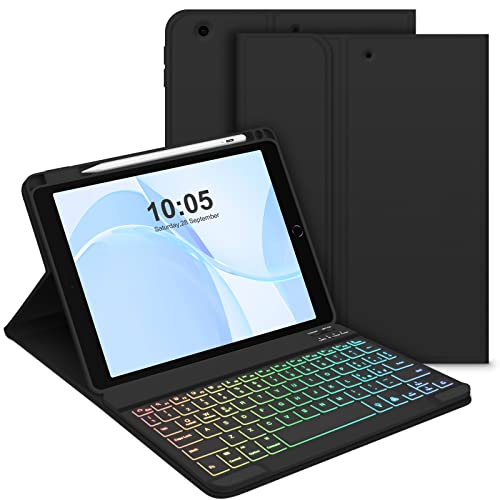 GOOJODOQ Beleuchtete Tastatur Hülle Kompatibel mit iPad 9 - Italienisch, Schwarz von GOOJODOQ