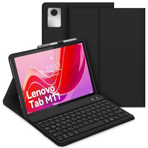 GOOJODOQ Tastatur Hülle für Lenovo Tab M11 2024 11", QWERTZ Abnehmbare Tastatur mit Schutzhülle für Lenovo Tablet M11 2024 11 Zoll, Schwarz von GOOJODOQ