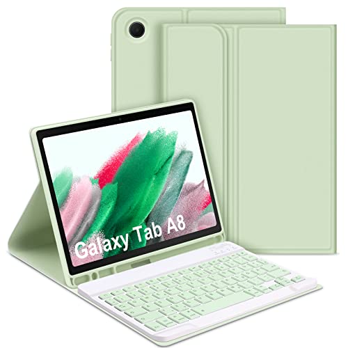 GOOJODOQ Tastatur Hülle für Samsung Galaxy Tab A8 10,5" 2022, QWERTZ Abnehmbare Tastatur mit Schutzhülle für Galaxy Tab A8 10,5 Zoll 2022 (SM-X200/X205/X207), Grün von GOOJODOQ