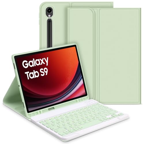 GOOJODOQ Tastatur Hülle für Samsung Galaxy Tab S9 2023, QWERTZ Abnehmbare Tastatur mit Schutzhülle für Neu Galaxy Tab S9 11 Zoll 2023 (SM-X710/SM-X716B/SM-X718U), Grün von GOOJODOQ
