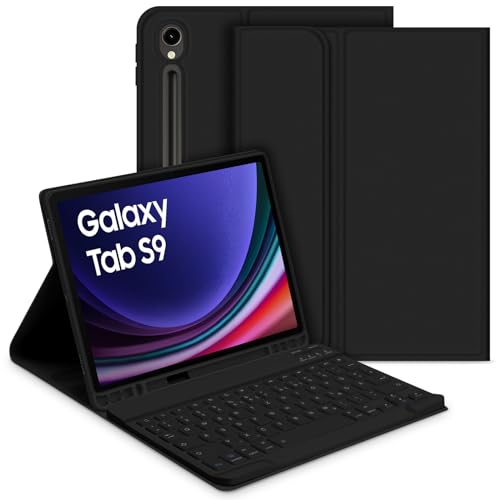 GOOJODOQ Tastatur Hülle für Samsung Galaxy Tab S9 2023, QWERTZ Abnehmbare Tastatur mit Schutzhülle für Neu Galaxy Tab S9 11 Zoll 2023 (SM-X710/SM-X716B/SM-X718U), Schwarz von GOOJODOQ