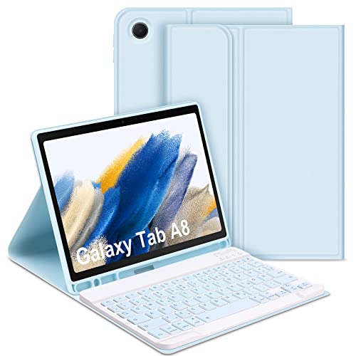 GOOJODOQ für Samsung Galaxy Tab A8 10,5" 2022 Tastatur Hülle, QWERTZ Abnehmbare Tastatur mit Schutzhülle für Galaxy Tab A8 10,5 Zoll 2022 (SM-X200/X205/X207), Blau von GOOJODOQ