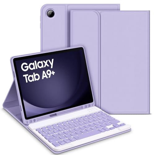 GOOJODOQ für Samsung Galaxy Tab A9+/A9 Plus 11" 2023 Tastatur Hülle, QWERTZ Abnehmbare Tastatur mit Schutzhülle für Galaxy Tab A9+ 11 Zoll 2023 SM-X210/X215/X216, Lila von GOOJODOQ