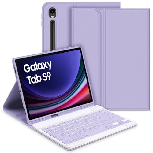 GOOJODOQ für Samsung Galaxy Tab S9 2023 Tastatur Hülle, QWERTZ Abnehmbare Tastatur mit Schutzhülle für Neu Galaxy Tab S9 11 Zoll 2023 (SM-X710/SM-X716B/SM-X718U), Lila von GOOJODOQ
