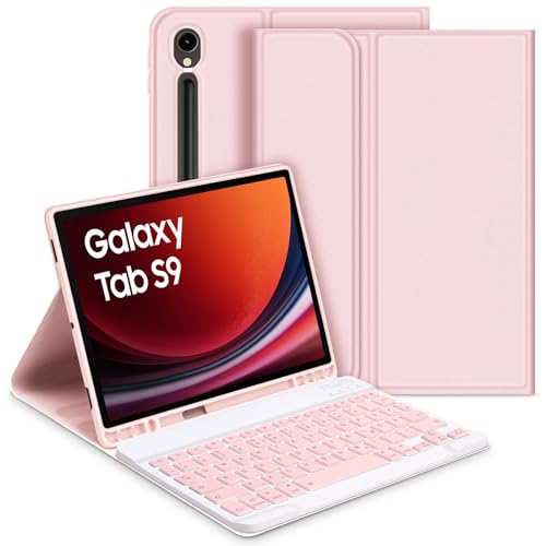 GOOJODOQ für Samsung Galaxy Tab S9 2023 Tastatur Hülle, QWERTZ Abnehmbare Tastatur mit Schutzhülle für Neu Galaxy Tab S9 11 Zoll 2023 (SM-X710/SM-X716B/SM-X718U), Rosa von GOOJODOQ