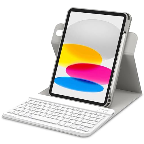 GOOJODOQ für iPad 10.Generation 2022 Tastatur Hülle, Hoch-/Querformat Verwenden, QWERTZ Layout Abnehmbarer Tastatur mit Hülle für iPad 10. Gen 10,9 Zoll 2022, Grau von GOOJODOQ