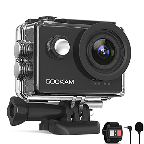 GOOKAM Action Cam 4K 20MP WiFi Actionkamera 40M Unterwasserkamera EIS Sportkamera mit Externe Mikrofon 2.4G Fernbedienung HD Loop-Aufnahme Helmkamera 170°Weitwinkel mit 2x1350mAh Akkus(Go6) von GOOKAM