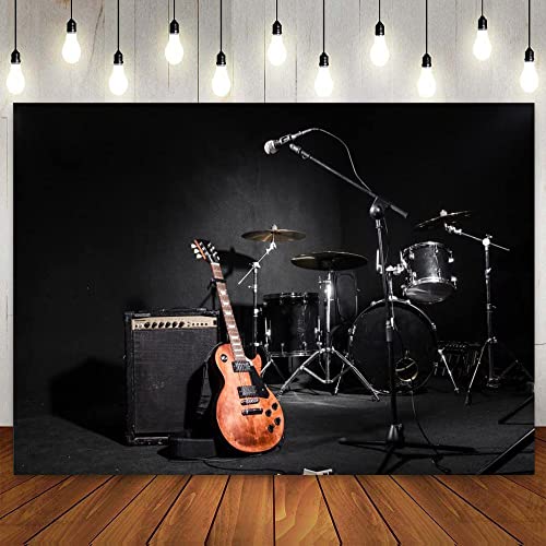 Garage Band Hintergrund Gitarre Trommel Rock Musik Sound Hintergrund für Fotografie Erwachsene Porträt Fotokabine Video Shooting Vinyl 8x6 300x200cm von GOOOOODS