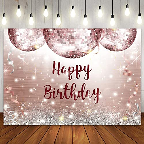 Glitzer Rose Gold Happy Birthday Backdrop Discokugel Let's Glow for Women Girls Hintergrund Sweet 16th 18th 21st Bday Party Dekor 180X120cm Glitzer Rose Gold Happy Birthday Backdrop Discokugel Let's Glow for Women Girls Hintergrund Sweet 16th 18th 21st Bday Party Dekor 180X120cm von GOOOOODS
