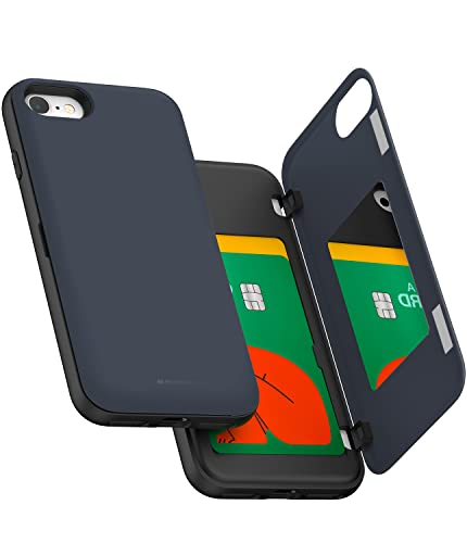 GOOSPERY Apple iPhone Se 2020 Case, iPhone 8 Case, iPhone 7 Case, Brieftasche Mit Kartenhalter, Schützende Doppelschicht Stoßfänger Handyhülle (Mitternachtsblau) von GOOSPERY