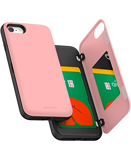 GOOSPERY Apple iPhone Se 2020 Case, iPhone 8 Case, iPhone 7 Case, Brieftasche Mit Kartenhalter, Schützende Doppelschicht Stoßfänger Handyhülle (Rosa) von GOOSPERY