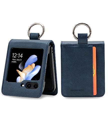 GOOSPERY Basic Diary Kompatibel mit Samsung Galaxy Z Flip 5 Hülle, Kartenhalter, Taschenaufbewahrung, Premium PU Leder, Schlüsselanhänger Wallet Cover - Navy von GOOSPERY