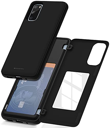 GOOSPERY Galaxy S20 Wallet Case with Card Holder, Protective Dual Layer Bumper Phone Case (Schwarz) von GOOSPERY