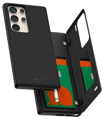 GOOSPERY Galaxy S23 Ultra Wallet Case mit Kartenhalter, Schutzhülle Dual Layer Bumper Handyhülle, Schwarz von GOOSPERY