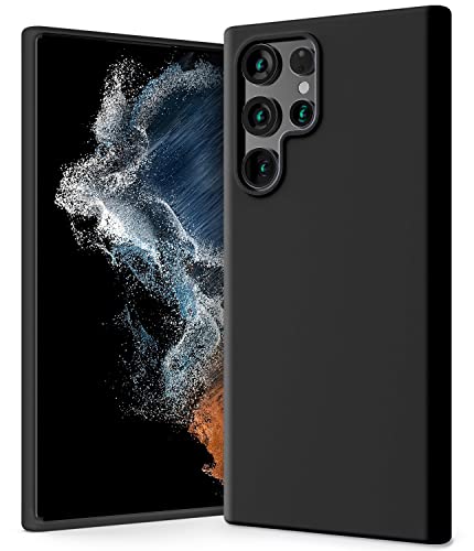GOOSPERY Liquid Silicone kompatibel mit Galaxy S22 Ultra Hülle, Silky-Soft Touch Ganzkörperschutz Stoßfeste Flüssigsilikon Handyhülle mit weichem Mikrofaserfutter (Schwarz) von GOOSPERY