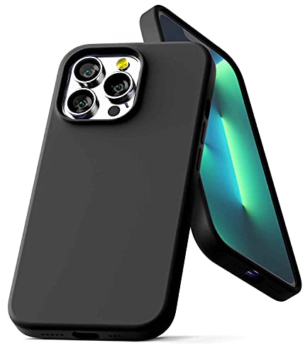 GOOSPERY Liquid Silicone kompatibel mit iPhone 13 Pro Hülle, Silky-Soft Touch Ganzkörperschutz Stoßfeste Flüssigsilikon Handyhülle mit weichem Mikrofaserfutter (Schwarz) von GOOSPERY