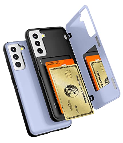 GOOSPERY Magnetic Door Bumper Hülle Kompatibel mit Galaxy S21 FE, Dual Layer protektive Kartenhalter Wallet Schutzhülle Mit versteckten Spiegel (Lila) von GOOSPERY
