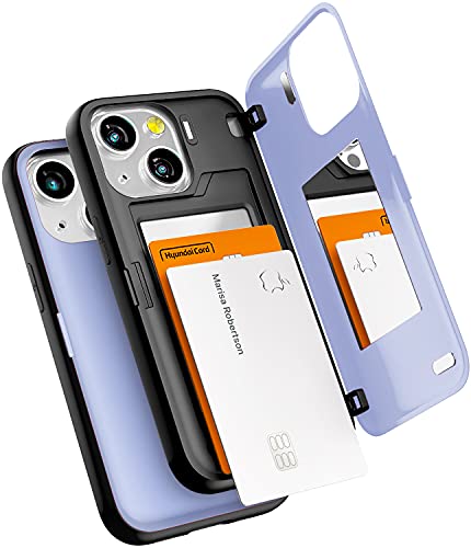 GOOSPERY Magnetic Door Bumper Hülle Kompatibel mit iPhone 13 Mini, Dual Layer protektive Kartenhalter Wallet Schutzhülle Mit versteckten Spiegel (Lila) von GOOSPERY