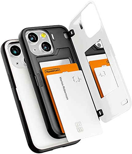 GOOSPERY Magnetic Door Bumper Hülle Kompatibel mit iPhone 13 Mini, Dual Layer protektive Kartenhalter Wallet Schutzhülle Mit versteckten Spiegel (Weiß) von GOOSPERY