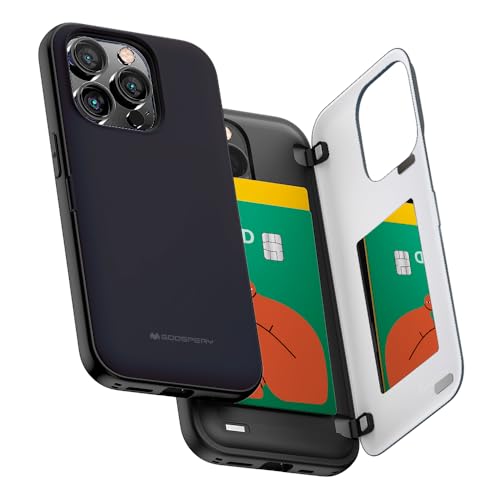 GOOSPERY Magnetische Türstoßstange, kompatibel mit iPhone 15 Pro, Kartenhalter, Brieftasche, einfacher Magnet, automatisches Schließen, schützend, doppellagig, stabile Handy-Rückseite – Blau / von GOOSPERY
