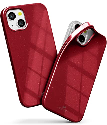 GOOSPERY Pearl Jelly Kompatibel mit iPhone 13 Hülle, Lebendige Farbe mit leichtem Schimmer Juwel-Effekte Glitzer funkelt Glanz-Look Schlanke, dünne TPU-Gummi-Rückseite Handyhülle (Rot) von GOOSPERY
