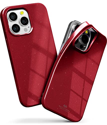 GOOSPERY Pearl Jelly Kompatibel mit iPhone 13 Pro Hülle, Lebendige Farbe mit leichtem Schimmer Juwel-Effekte Glitzer funkelt Glanz-Look Schlanke, dünne TPU-Gummi-Rückseite Handyhülle (Rot) von GOOSPERY