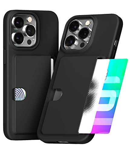 GOOSPERY Rail 2 Karten Wallet Case Kompatibel mit iPhone 13 Pro Hülle mit [Zwei Kartenhalter][Leichtes Silikon + Weicher Schutz] Benutzerfreundlicher Kreditkartenhalter, Schwarz von GOOSPERY