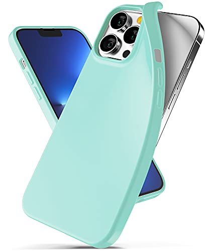 GOOSPERY Soft Feeling Jelly Kompatibel mit iPhone 13 Pro Max Hülle, Weich Reiche Farben Kratzfeste Handyhülle mit Rundumschutz dünne TPU Rückseite Schutzhülle (Minze) von GOOSPERY