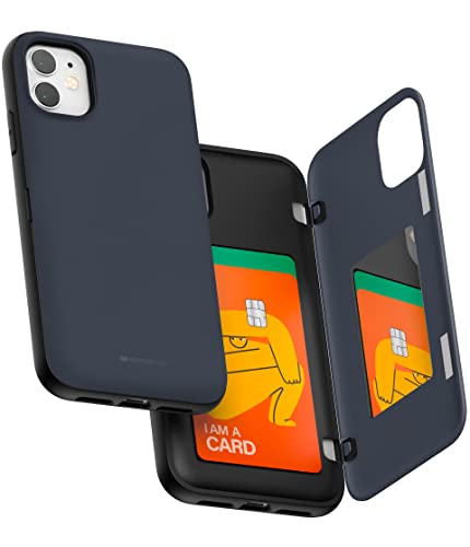 GOOSPERY iPhone 11 Brieftasche Mit Kartenhalter, Schützende Zweischichtige Stoßfänger-Telefonhülle (Mitternachtsblau) von GOOSPERY