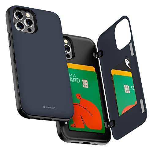 GOOSPERY iPhone 12 Hülle, iPhone 12 Pro Brieftasche Mit Kartenhalter, Schützende Zweischichtige Stoßfänger-Telefonhülle (Marine) von GOOSPERY
