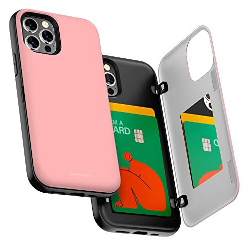 GOOSPERY iPhone 12 Hülle, iPhone 12 Pro Brieftasche Mit Kartenhalter, Schützende Zweischichtige Stoßfänger-Telefonhülle (Rosa) von GOOSPERY