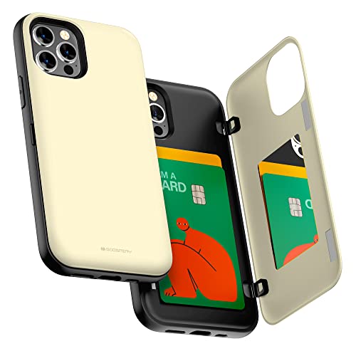 GOOSPERY iPhone 12 Hülle, iPhone 12 Pro Brieftasche Mit Kartenhalter, Schützende Zweischichtige Stoßfänger-Telefonhülle (Weiß) von GOOSPERY