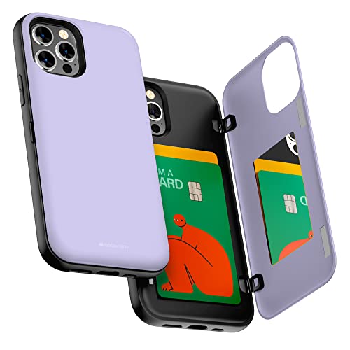 GOOSPERY iPhone 12 Hülle, iPhone 12 Pro Wallet Case mit Kartenhalter, schützende zweilagige Stoßstange Handyhülle (Lilac Purple) von GOOSPERY
