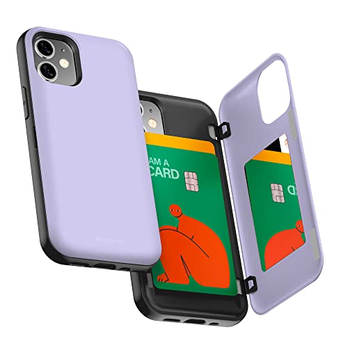 GOOSPERY iPhone 12 Mini Wallet Case mit Kartenhalter, schützende zweilagige Bumper Handyhülle - Lila von GOOSPERY