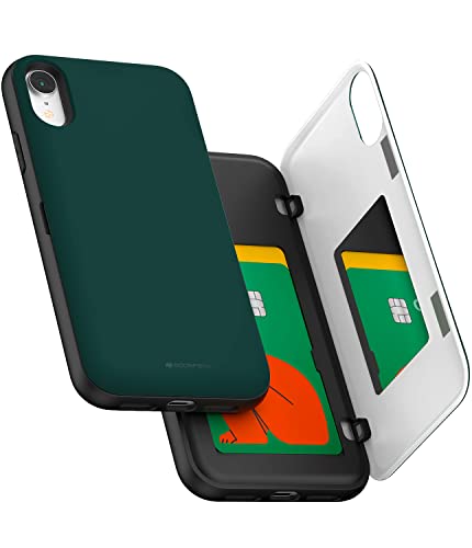 GOOSPERY iPhone XR Wallet Case mit Kartenhalter, schützende zweilagige Bumper Handyhülle - Grün von GOOSPERY