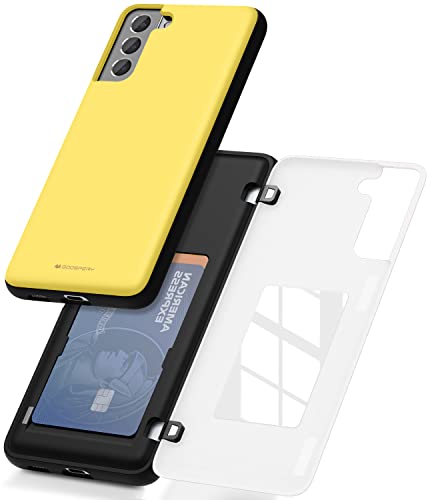 Goospery Für Galaxy S21 Plus 6,7 Zoll (2021) Kartenhalter Brieftasche Hülle, einfacher Magnetverschluss, schützender zweilagiger Stoßdämpfer, stabile Handy-Rückseite mit verstecktem Spiegel – Gelb von GOOSPERY