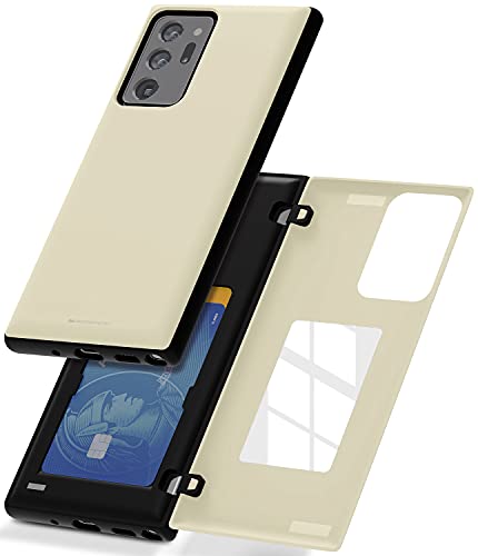 Goospery NT20U-MDB-WHT Schutzhülle für Samsung Galaxy Note 20 Ultra, 17.5 cm (6.9 Zoll) (2020), Kartenhalter, einfacher Magnetverschluss, stabile Handyrückseite mit verstecktem Spiegel, Weiß von GOOSPERY
