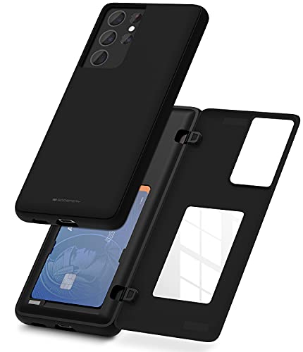 Goospery S21U-MDB-BLK Schutzhülle für Galaxy S21 Ultra, 17.3 cm (6.8 Zoll) (2021) Kartenhalter, einfacher Magnetverschluss, stabile Handyrückseite mit verstecktem Spiegel, Schwarz von GOOSPERY