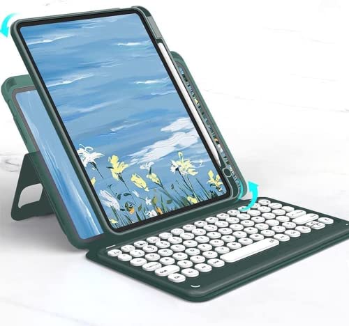 Tastaturabdeckung für iPad Air5 Air4,Pro 11 Zoll, magnetische, abnehmbare BT-Tastatur, transparente Rückabdeckung, vertikaler Ständer (iPad Air4/Air5/Pro11, Dunkelgrün) von GOOVEN