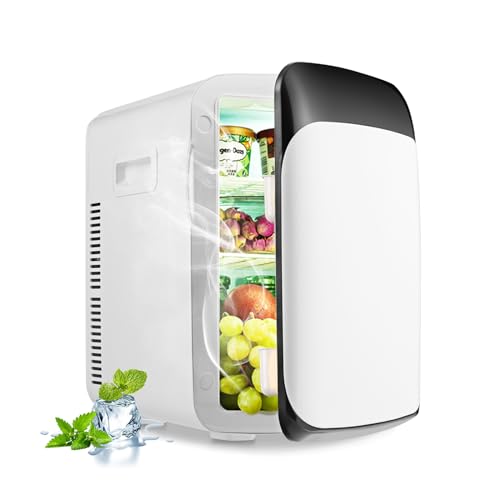 GOPLUS Mini Kühlschrank 15L, 2 in 1 Minikühlschrank mit Kühl und Heizfunktion, -3~50℃ | 220V AC/12V DC, Mini Fridge tragbar, kleiner Getränkekühlschrank für Zuhause, Camping & Auto (Weiß) von GOPLUS