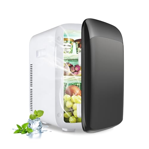 GOPLUS Mini Kühlschrank 15L, 2 in 1 Minikühlschrank mit Kühl und Heizfunktion, -3~50℃ | 220V AC/12V DC, Mini Fridge tragbar, kleiner Getränkekühlschrank für Zuhause, Camping & Auto (Schwarz) von GOPLUS
