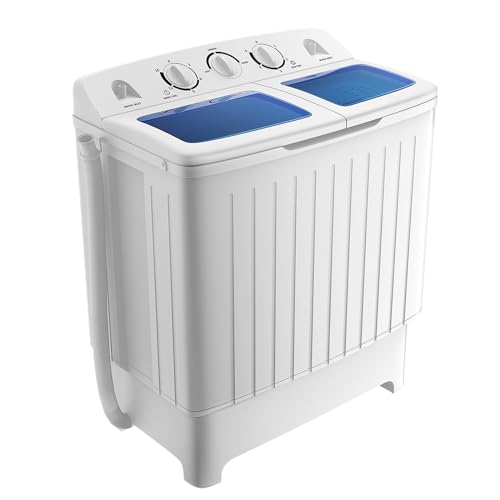 GOPLUS Mini Waschmaschine 5KG, Waschmaschine mit Schleuder & Timer, Camping Waschmaschine, Reisewaschmaschine Toplader, 450W, für kleine Wohnungen von GOPLUS