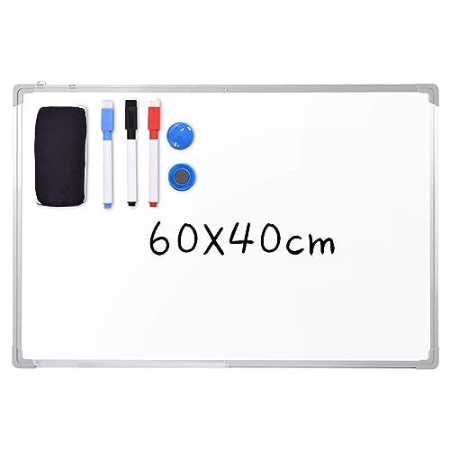 GOPLUS Whiteboard Testsieger beschreibbar, Magnettafel Magnetwand mit Aluminium-Rahmen und Stiftablage, weiß, Größen wählbar (60 x 40 cm) von GOPLUS