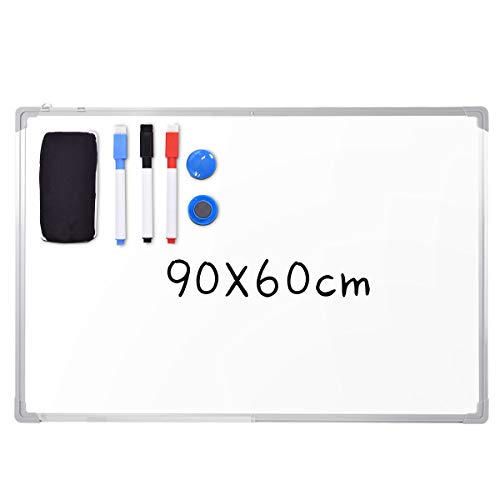GOPLUS Whiteboard Testsieger beschreibbar, Magnettafel Magnetwand mit Aluminium-Rahmen und Stiftablage, weiß, Größen wählbar (90 x 60 cm) von GOPLUS