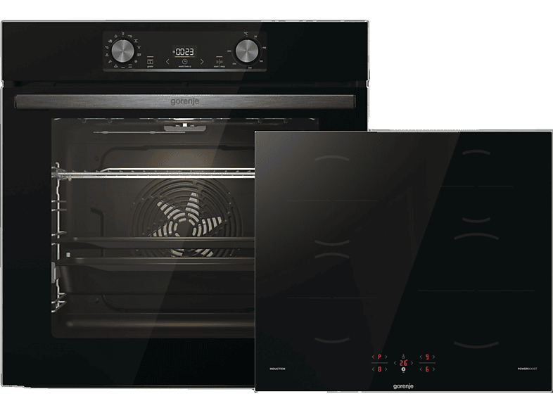 GORENJE BLACK INDUCTION SET 2 (BOS6737E06BG+GI6401BSC), Backofenset (Induktion, A, 77 l) von GORENJE