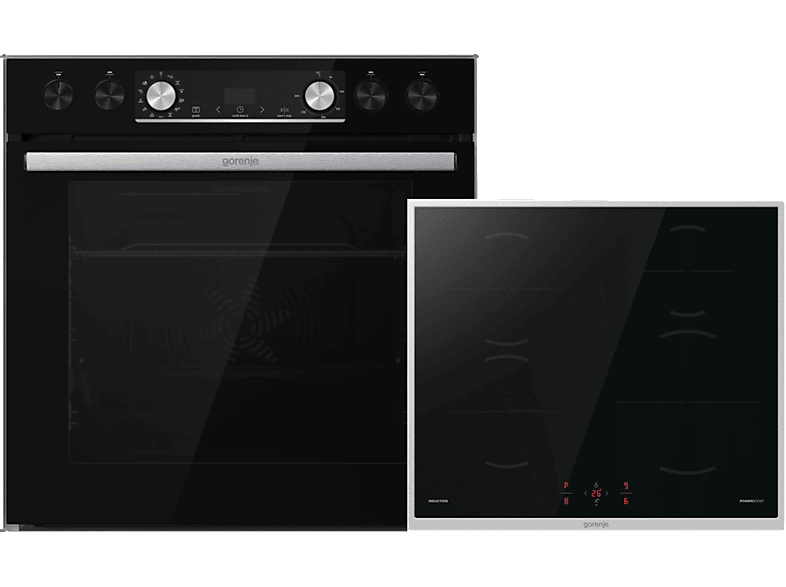 GORENJE BLACK SET 5 INDUCTION (BCIX6737E05BG+GI6400BXDE), Einbauherdset (Induktionskochfeld, A, 77 l) von GORENJE