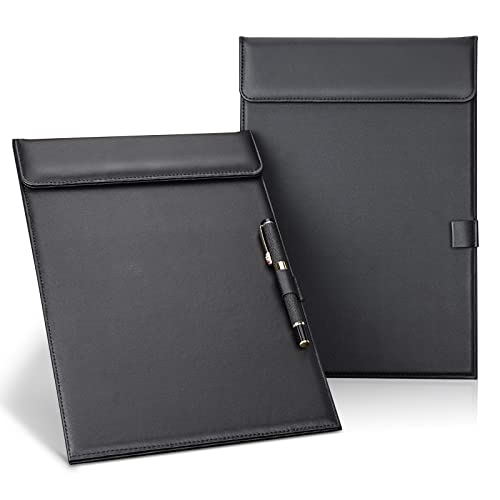 GORESE Klemmbrett A4 Leder Schreibbrett A4 Klemmbrettmappe Clipboard Speisekarte mit Magnetisches Clip und Stiftclip für Konferenzmappe Büro Klassenzimmer Restaurant Bar Café(2er Pack) von GORESE